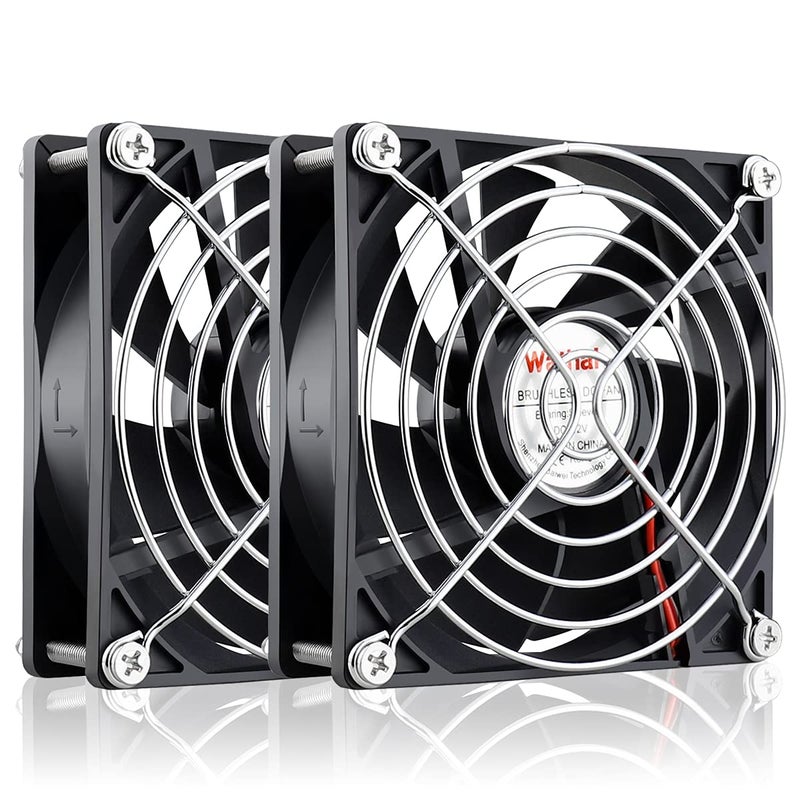 Wathai 2 PCS 92mm x 25mm 90mm 12V DC Brushless Exhaust Fan 2Pin for PC Computer Case, Inverter, Refrigerator, Desktop Cooling - Image 1